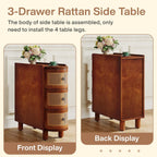 10.62" Narrow Rattan 3-Drawer End Table