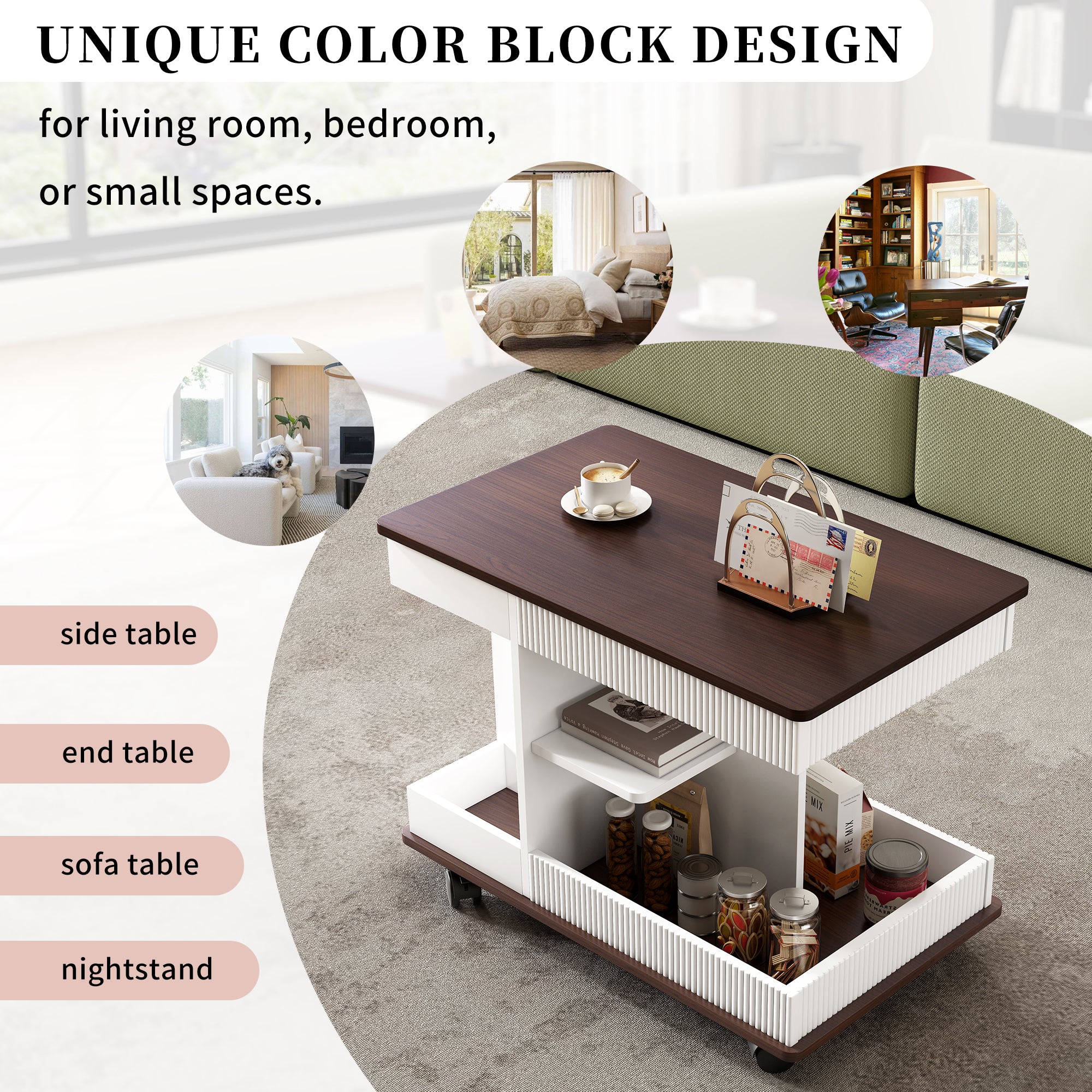 U-Can Adjustable End Table with Wheels