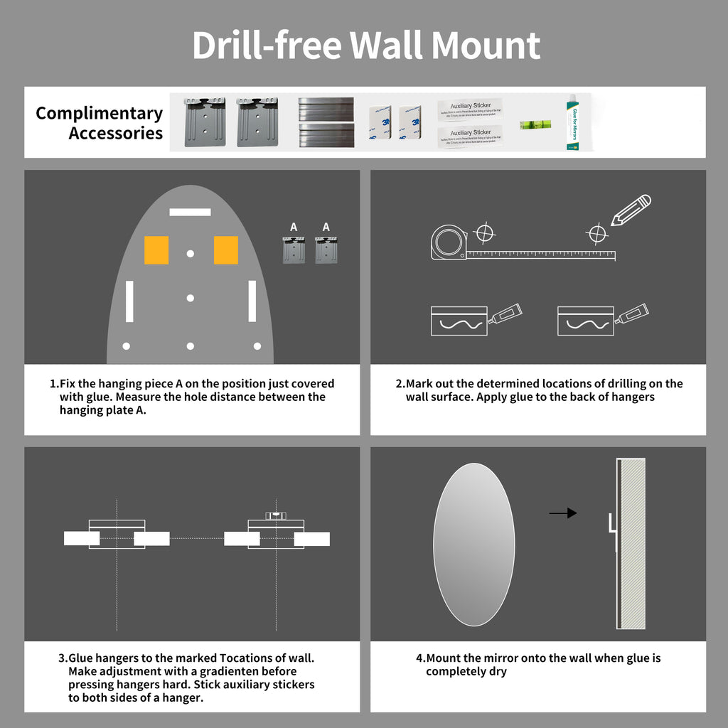 65" x 24" Full Length Wall Mirror - Oval Design
