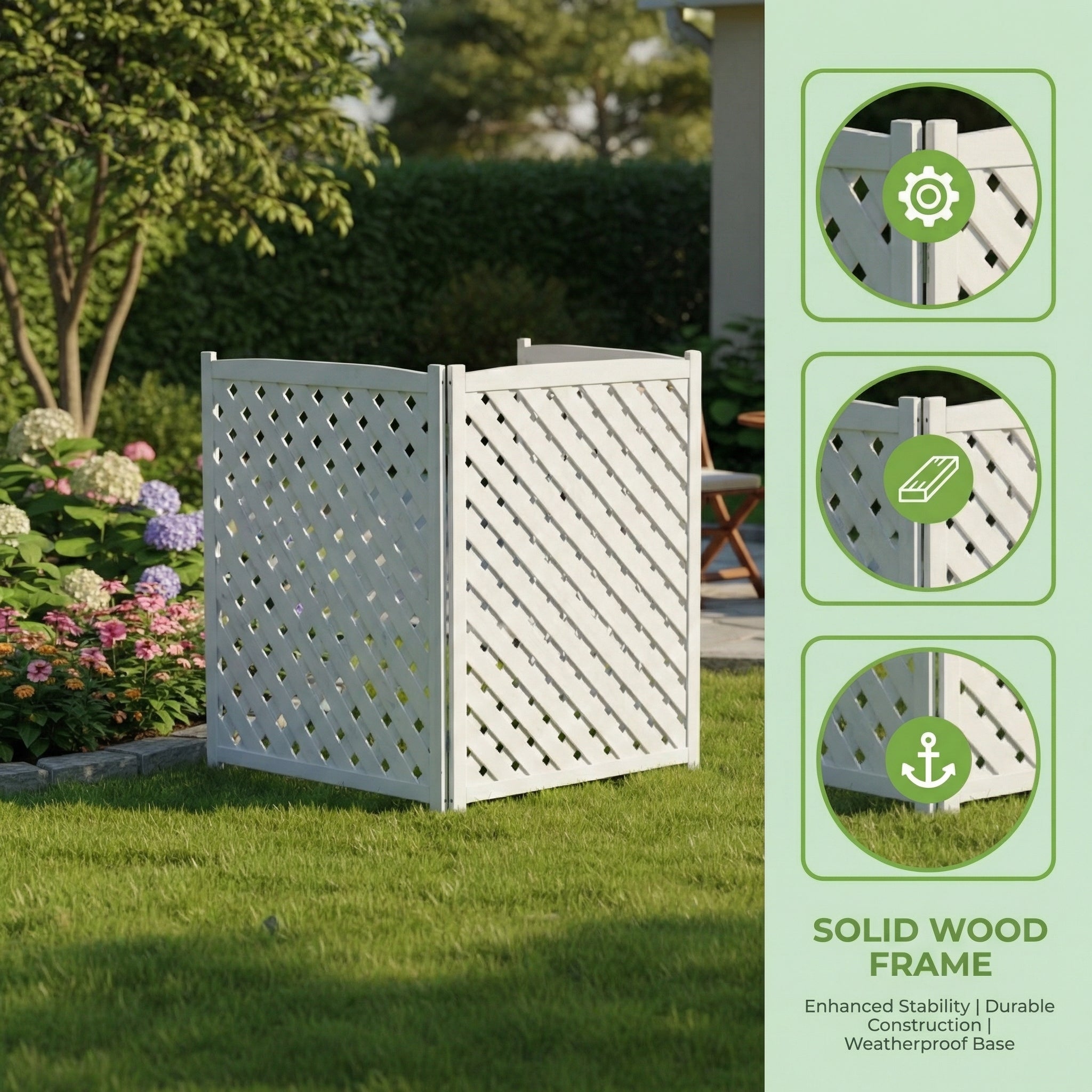 3-Panel Outdoor Air Conditioner Fence Screen