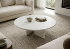 White Semi-Polished Marble Round Coffee Table