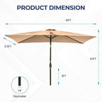 6.5 x 10 ft Khaki Rectangular Patio Umbrella