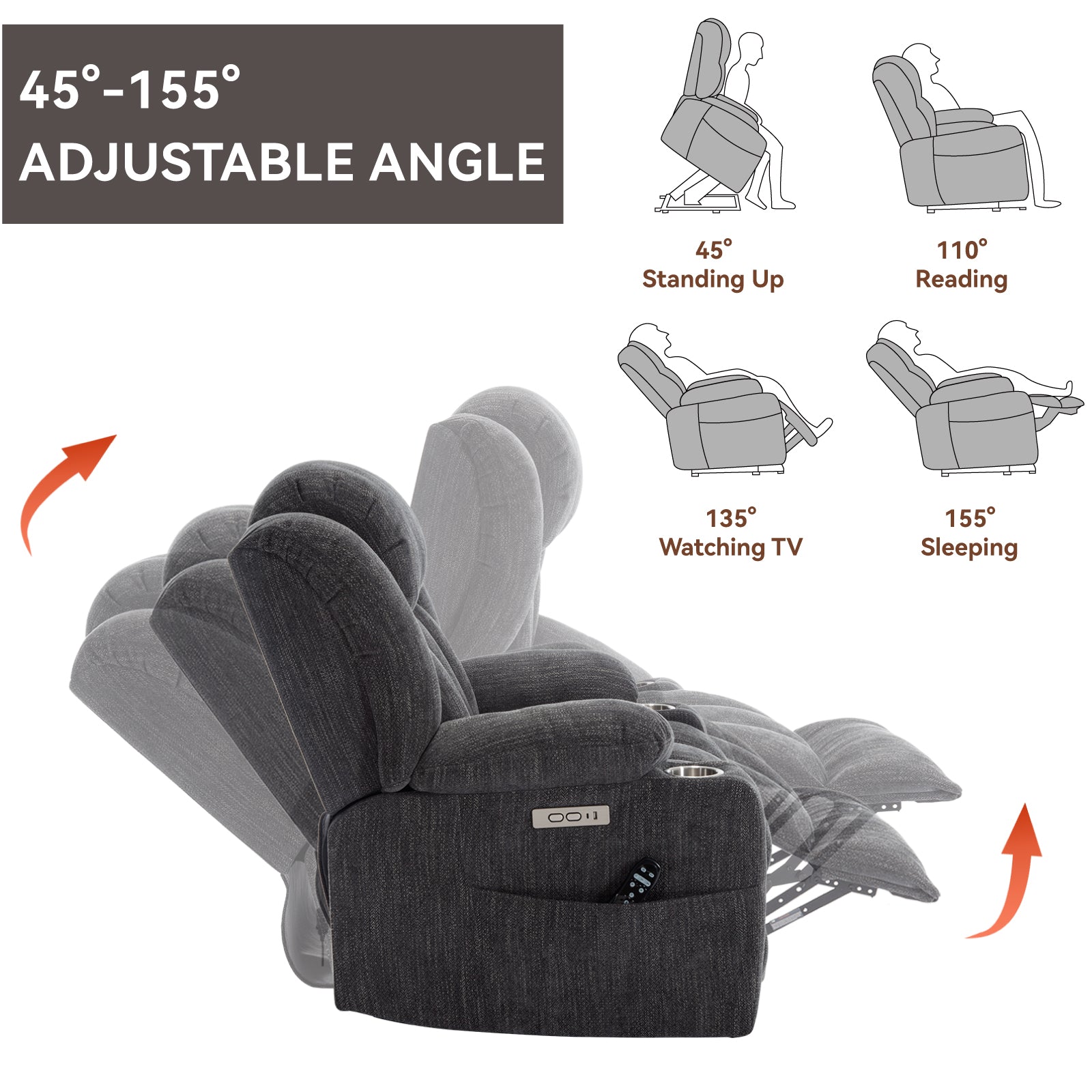 Up to 350 LBS Chenille Power Lift Recliner Chair