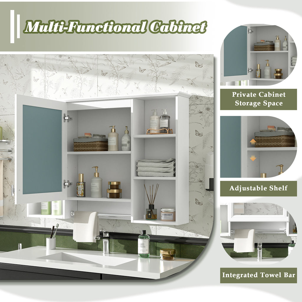 3-in-1 Bathroom Mirror Cabinet - 41-inch Wall Mounted