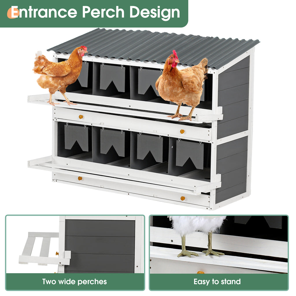Wooden Chicken Nesting Box with 8 Compartments