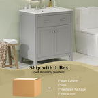 30" Bathroom Vanity with Ceramic Sink, Modern