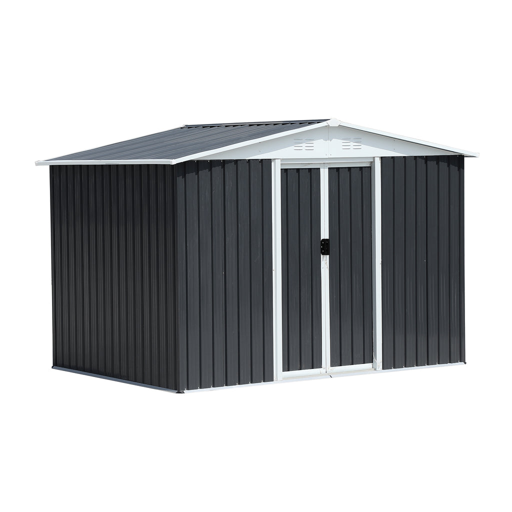 8x6 Feet Apex Roof Dark Metal Garden Storage Shed