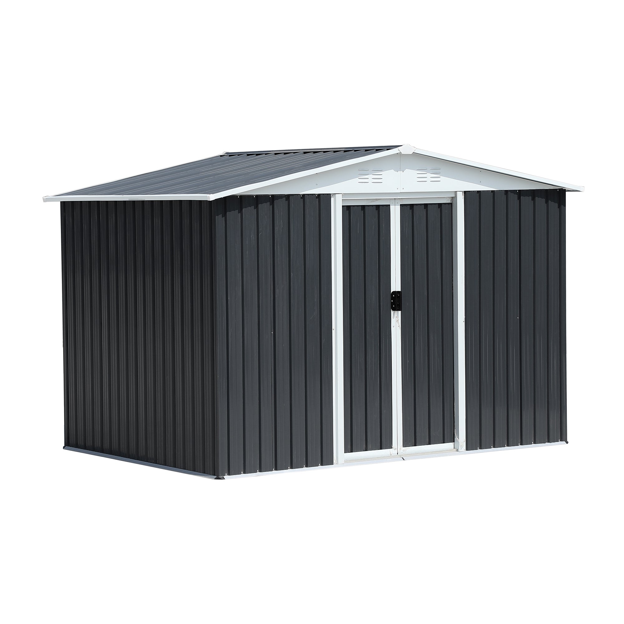 8x6 Feet Apex Roof Dark Metal Garden Storage Shed