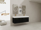 60 Inch Wall-Mounted Bathroom Vanity with Sink and Storage Rack