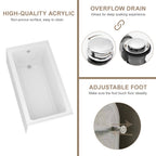 60" Acrylic Alcove Soaking Bathtub with Skirt - Glossy