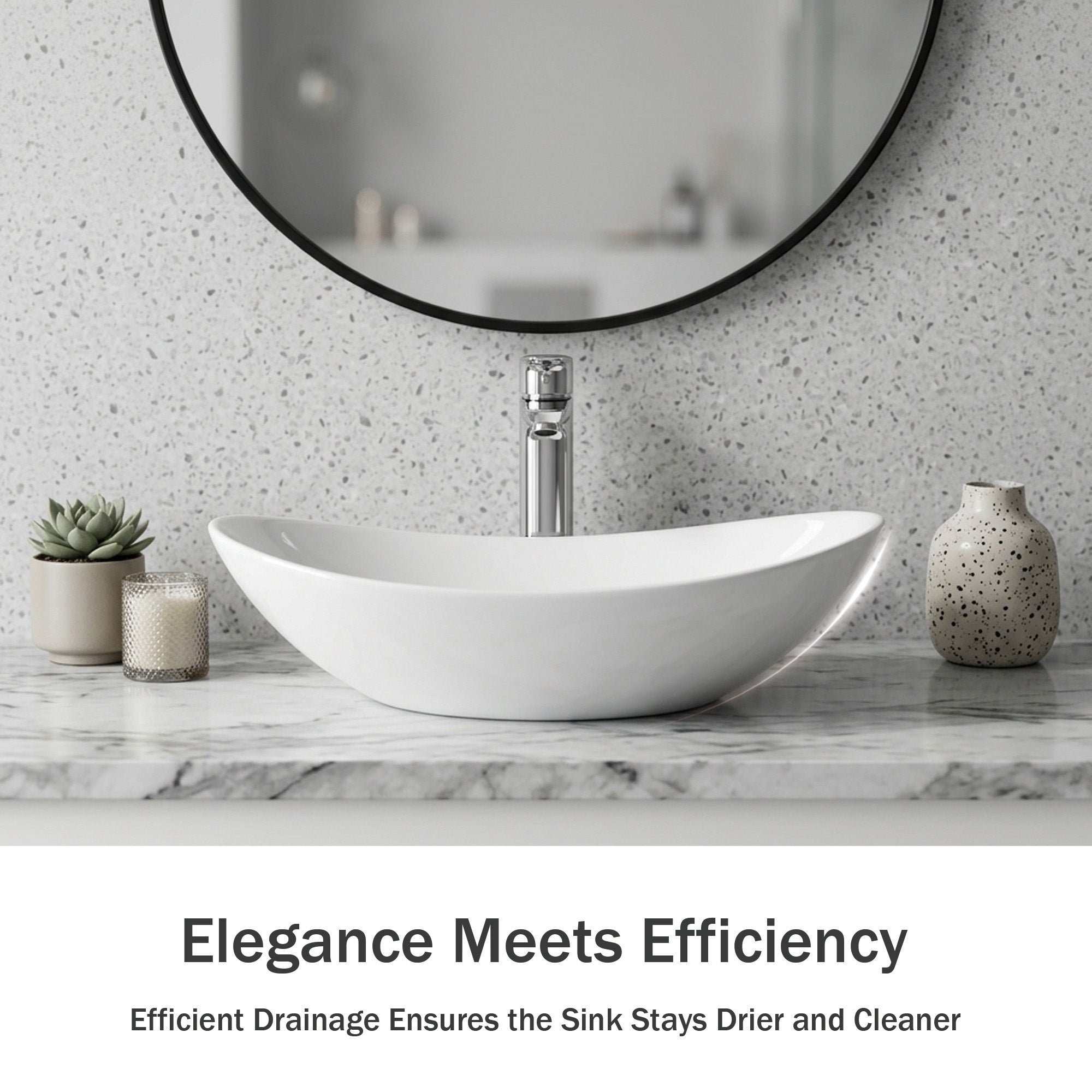 White Oval Ceramic Vessel Sink