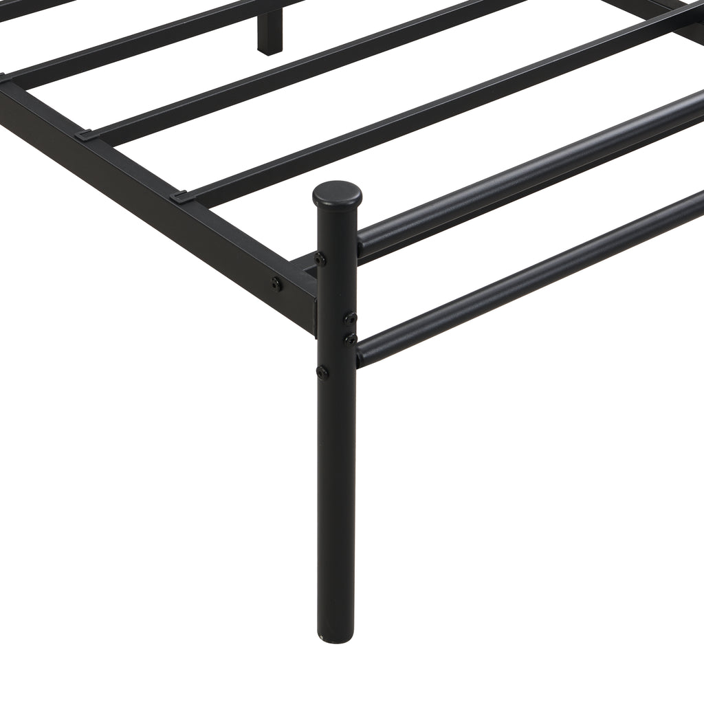 King Size Metal Bedframe With Wood Panel Decoration