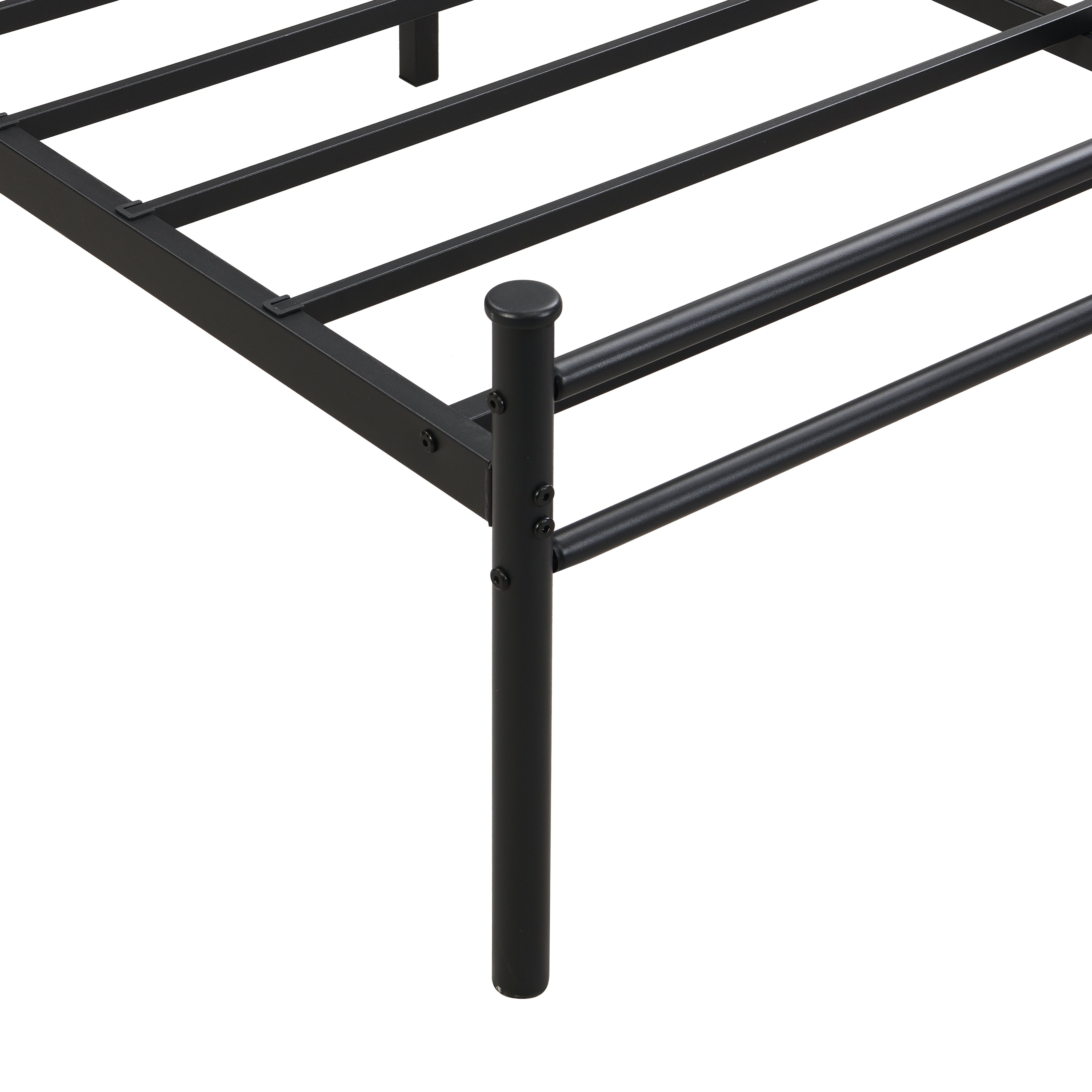King Size Metal Bedframe With Wood Panel Decoration
