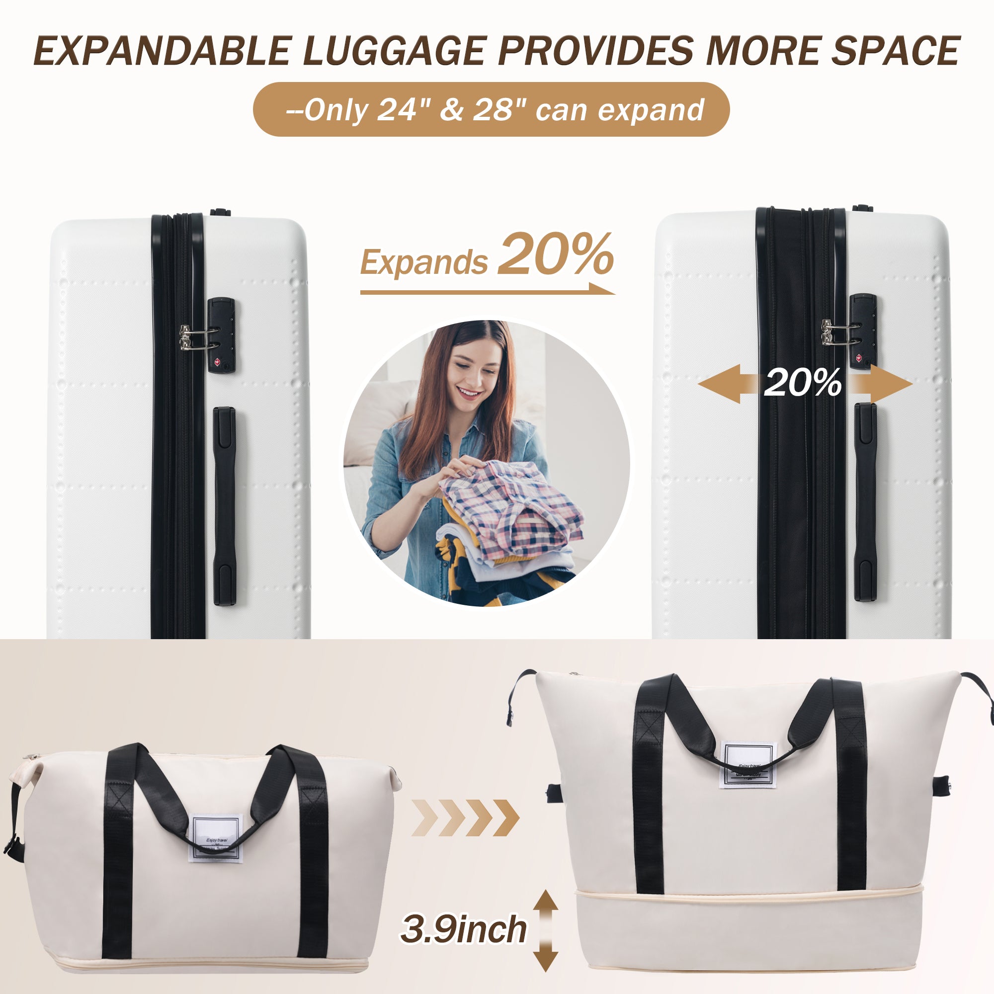 Hardside Luggage Set 5 Piece with Bags