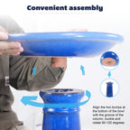Vintage Sapphire Ceramic Pedestal Bird Bath