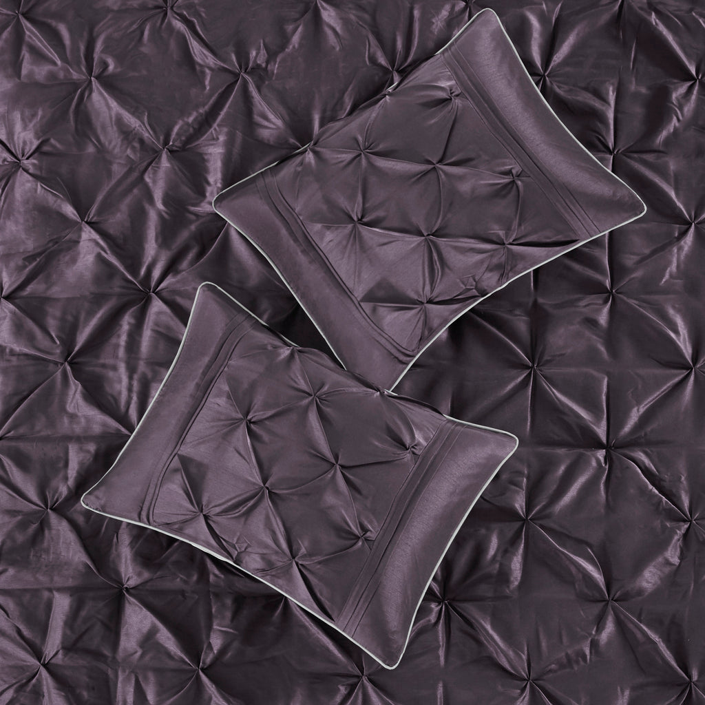 7-Piece Queen 100% Polyester Pieced Pleated Tufted Comforter Set