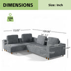 2-Piece 109" L-Shape Convertible Sectional Sofa with Wood Leg