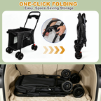 Leavader Foldable Pet Stroller with Safety Features