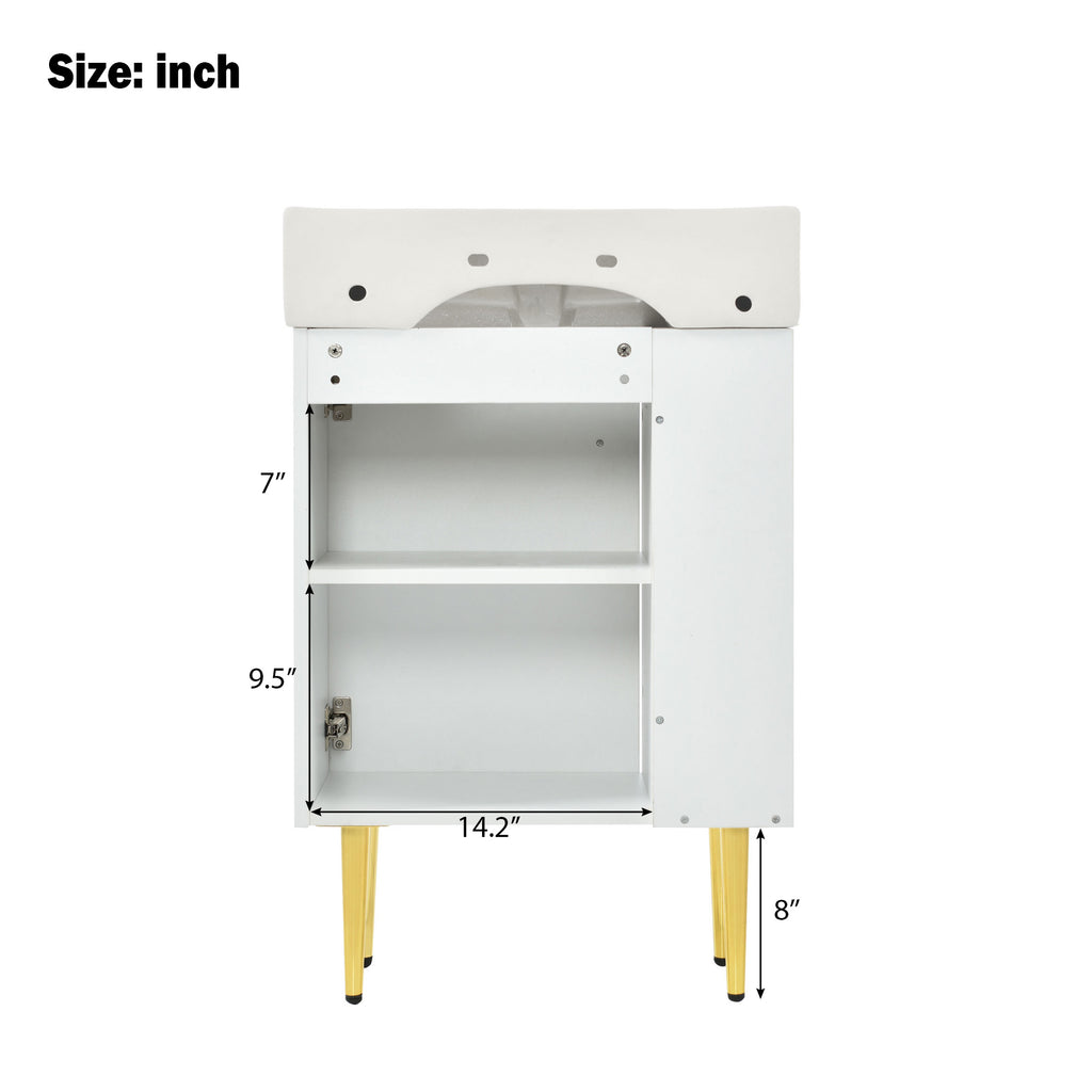 21.6" White Left Side Storage Bathroom Vanity