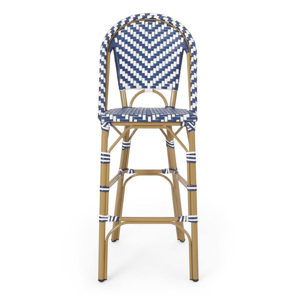 29.5" Outdoor PE Rattan French Barstool