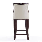 Emperor Wood Upholstered Barstool in Pearl