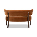Jared Roll Arm Tufted Bench Settee, Burnt