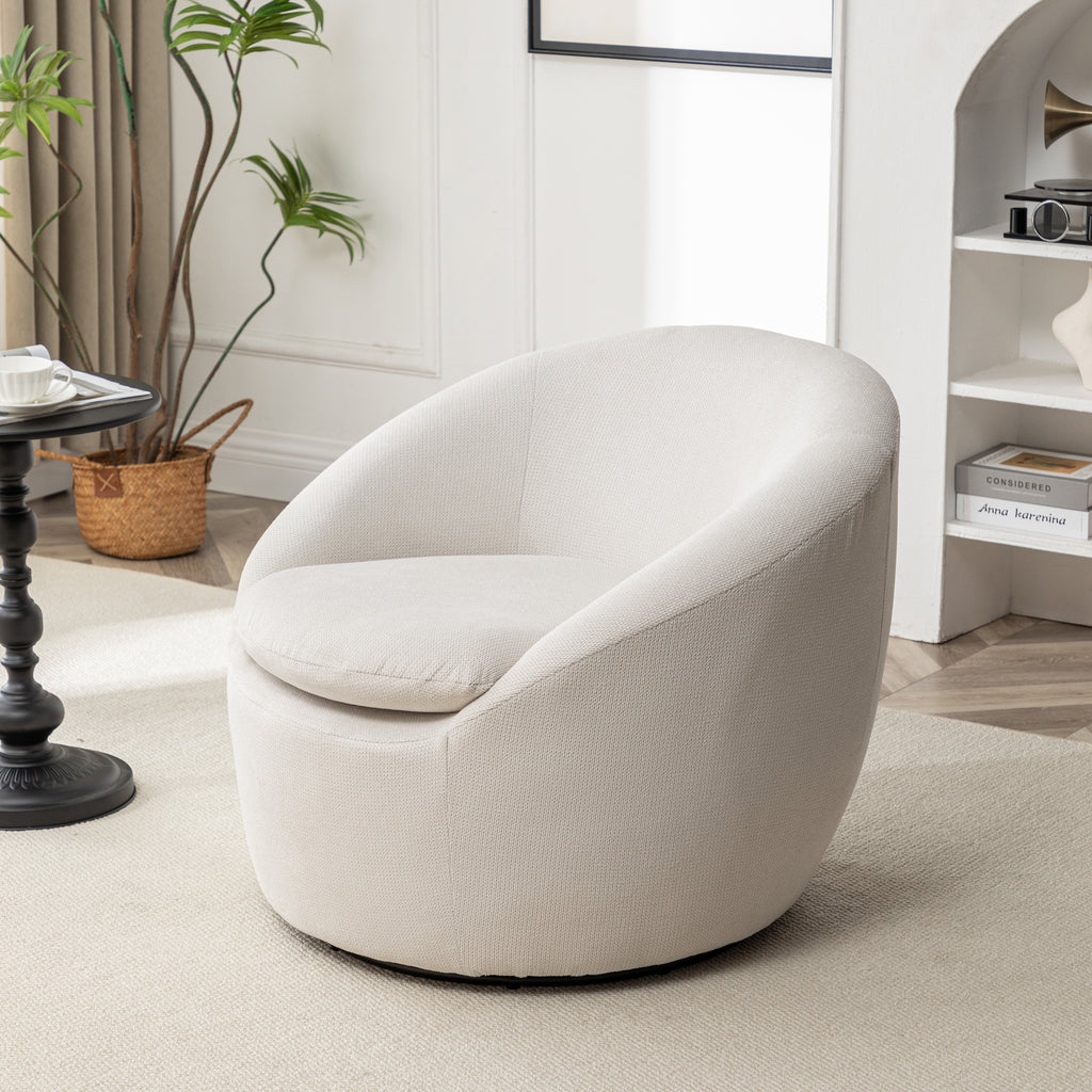 Winnie Modern Teddy Fabric Barrel Chair, 360° Swivel