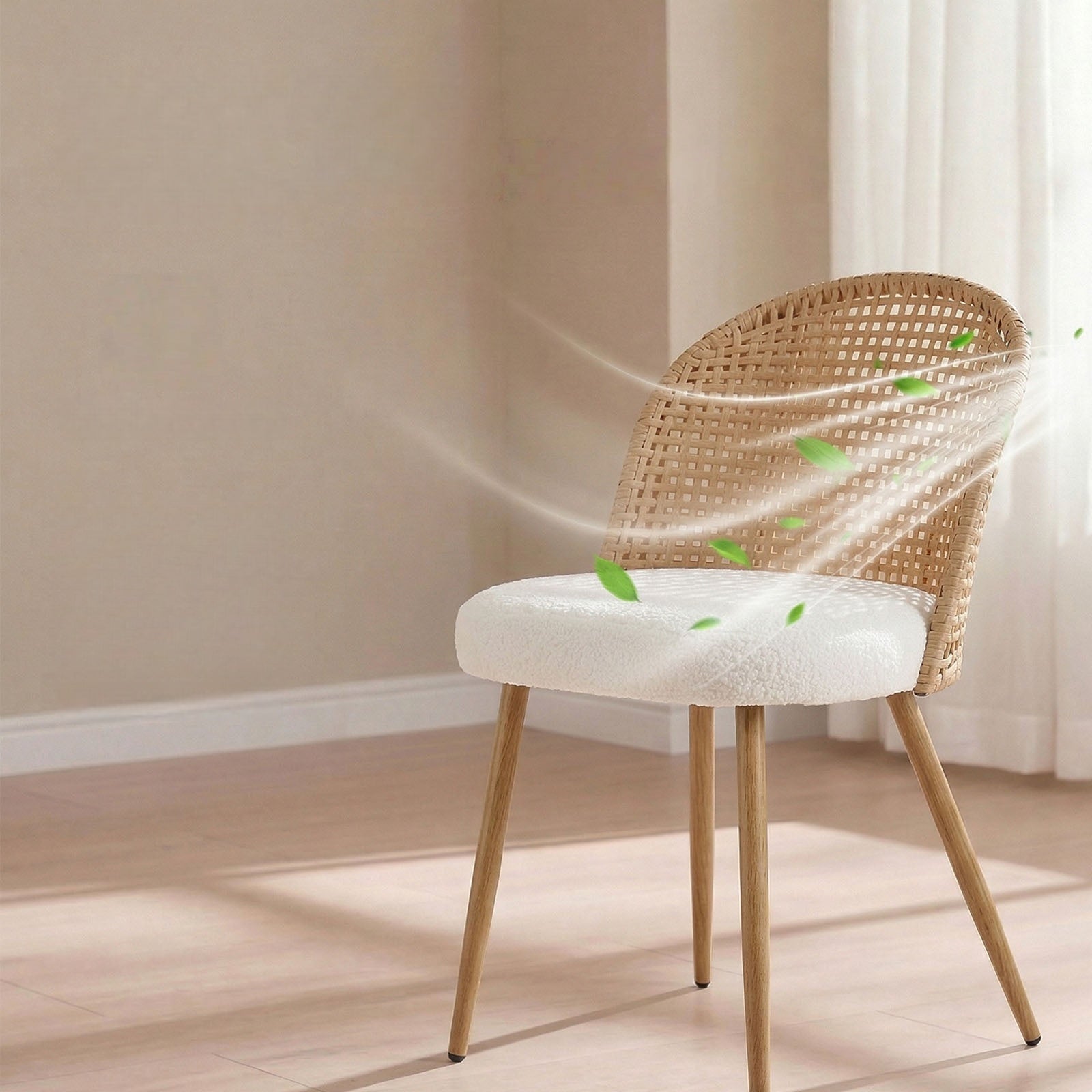 Round Wooden Dining Table + 4 Chairs