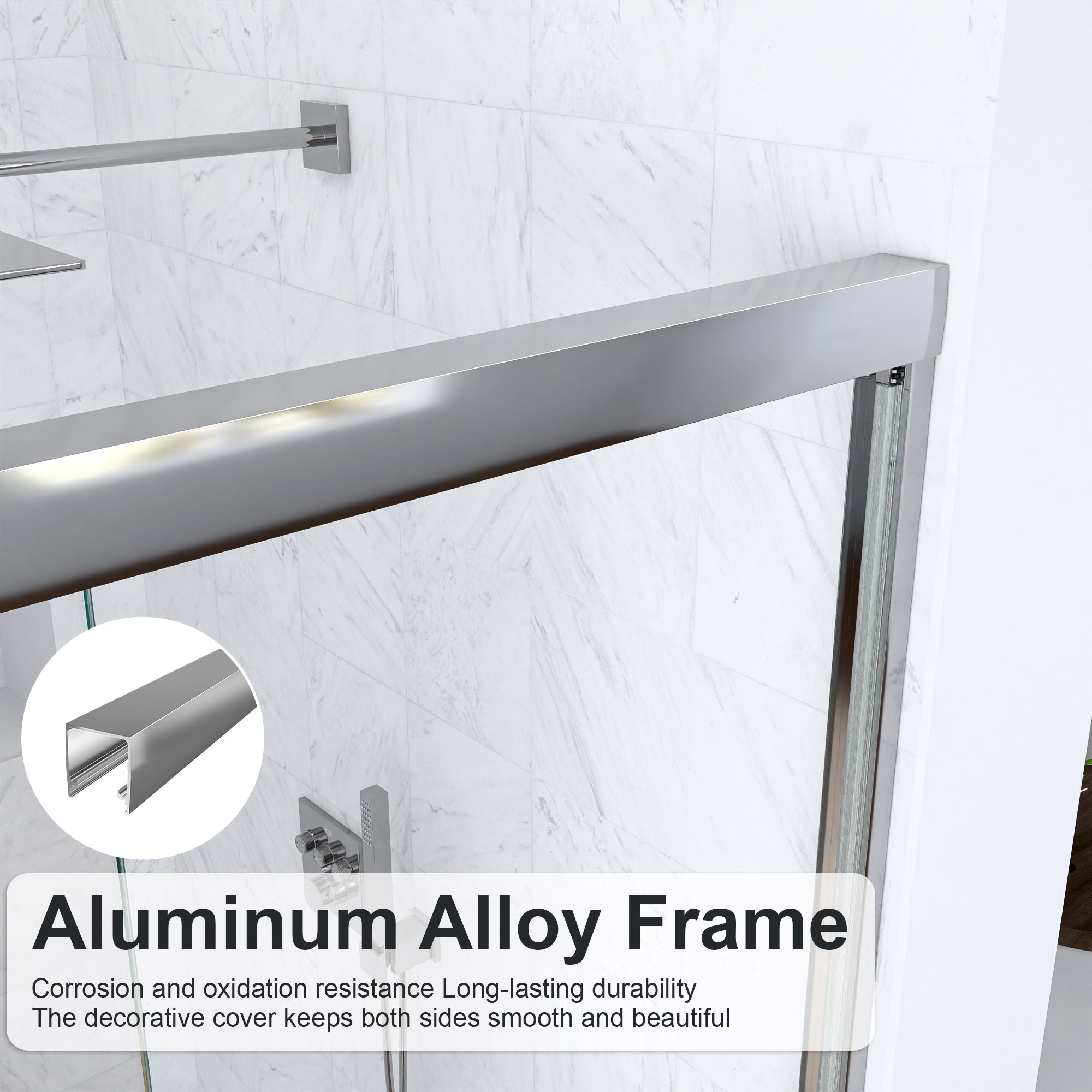 56"-60"W*60" H Semi-Frameless Double Sliding Shower Door