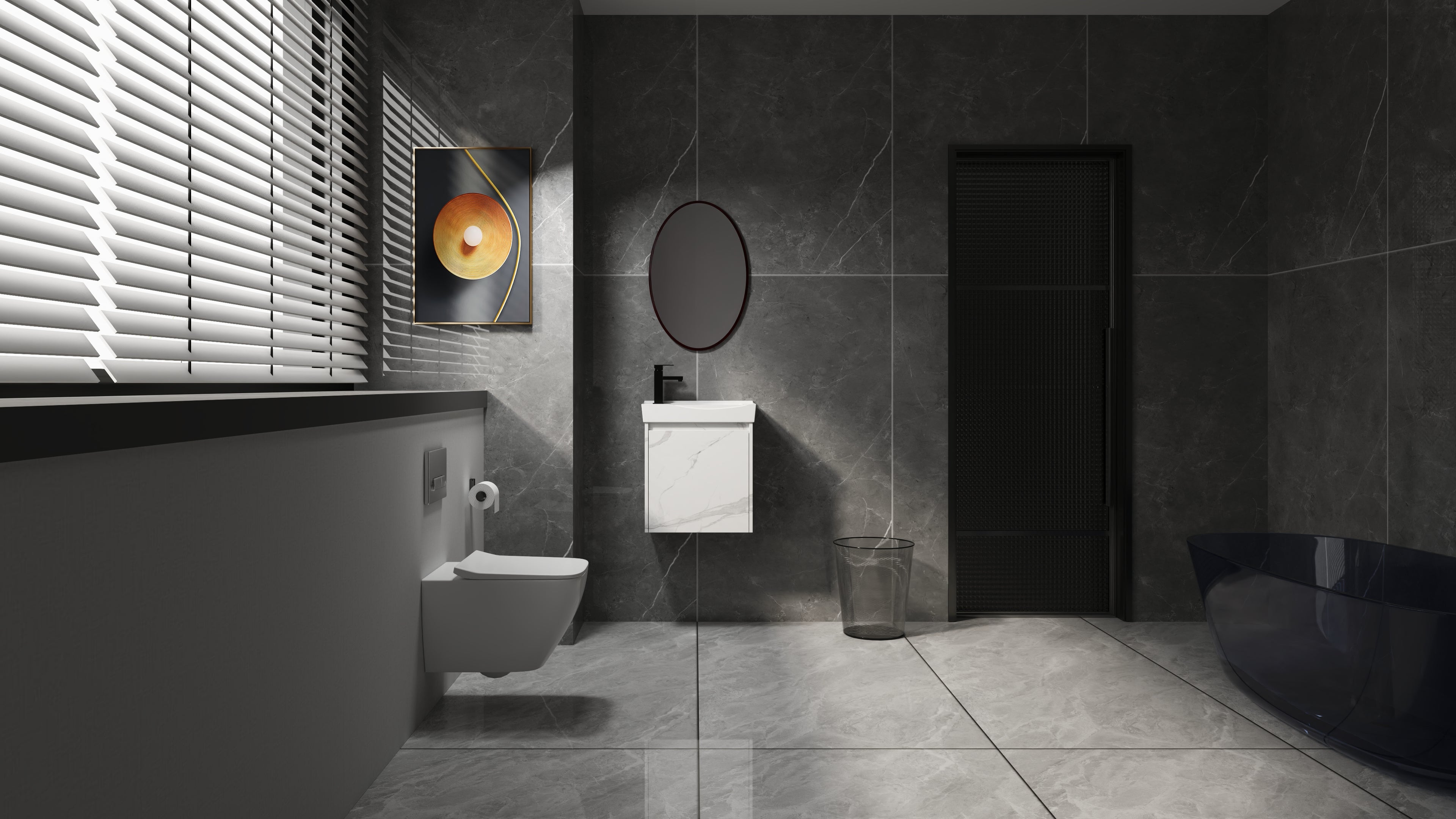 20" Wall-Mounted Bathroom Vanity with Ceramic Sink