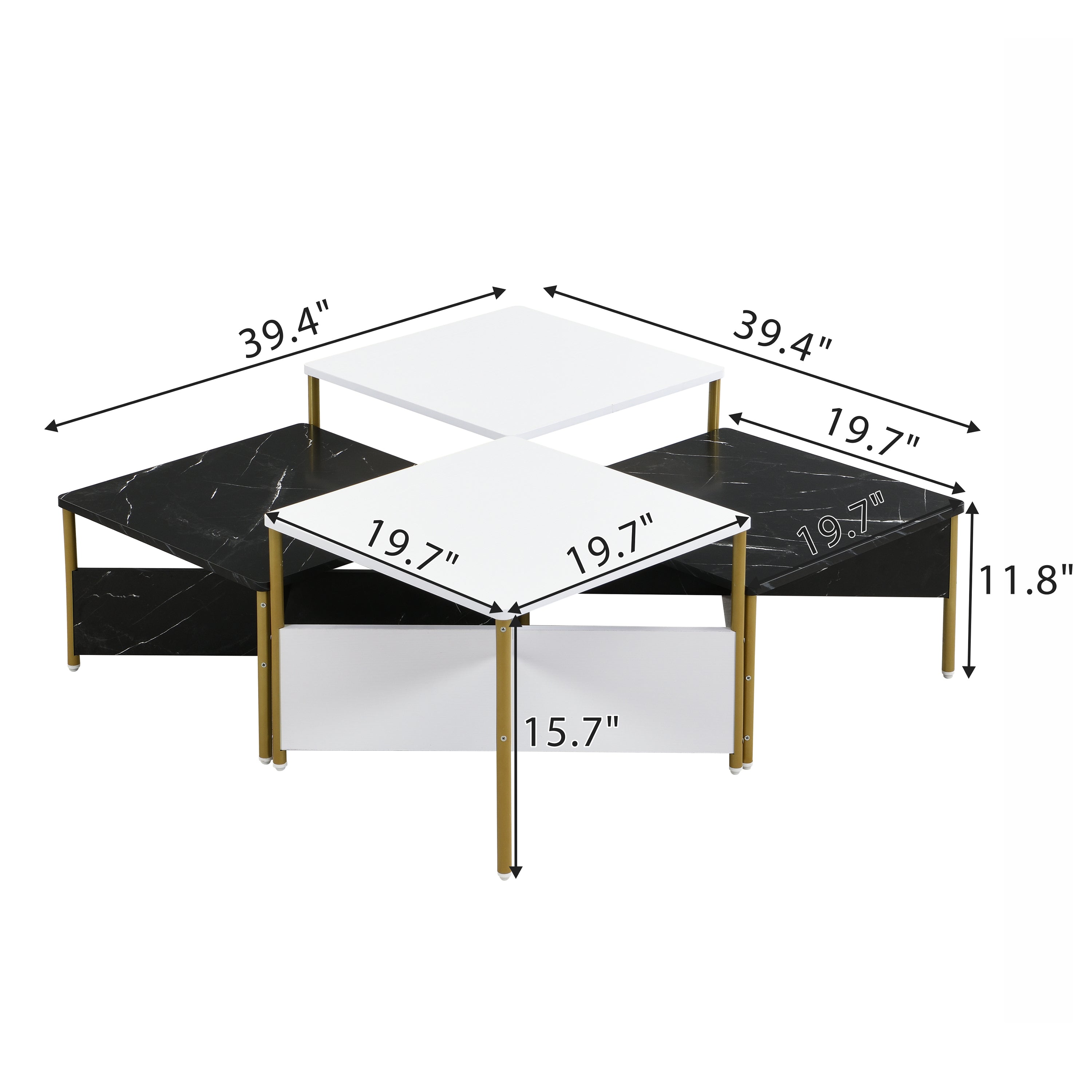 Modern Nesting Coffee Tables Set of 4 - Mid Century Modern Design