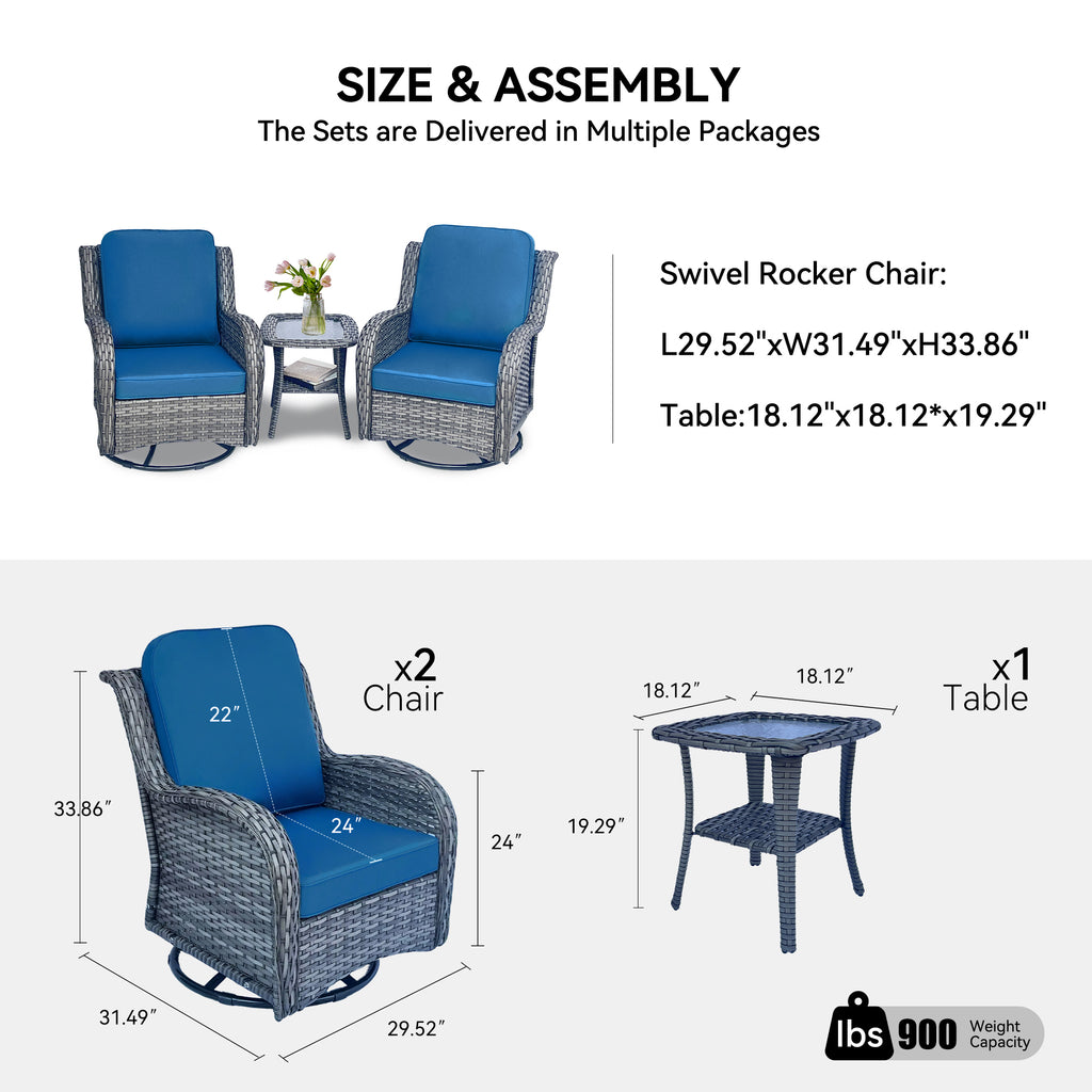 3 Piece Wicker Patio Furniture Set