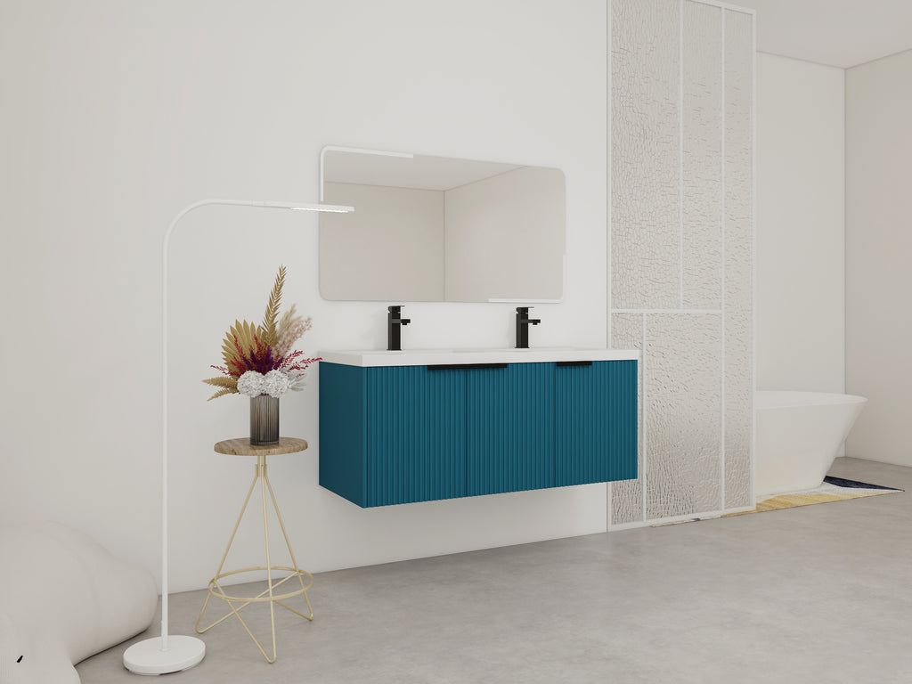 48" Wall Mounted Bathroom Vanity with Resin Double Sink