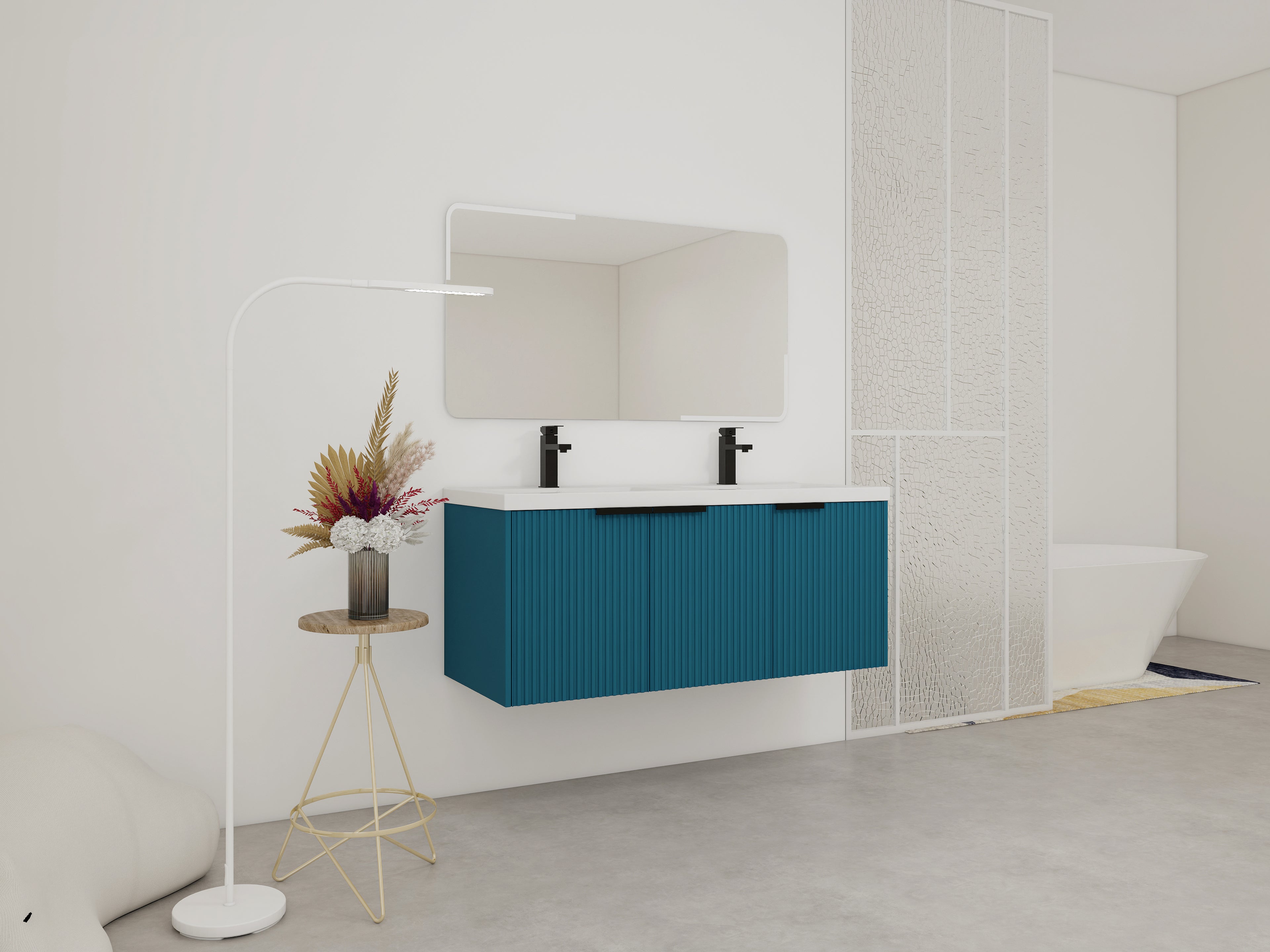 48" Wall Mounted Bathroom Vanity with Resin Double Sink