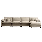 Corduroy Sofa Modern Upholstered 4 Seater with Footstool