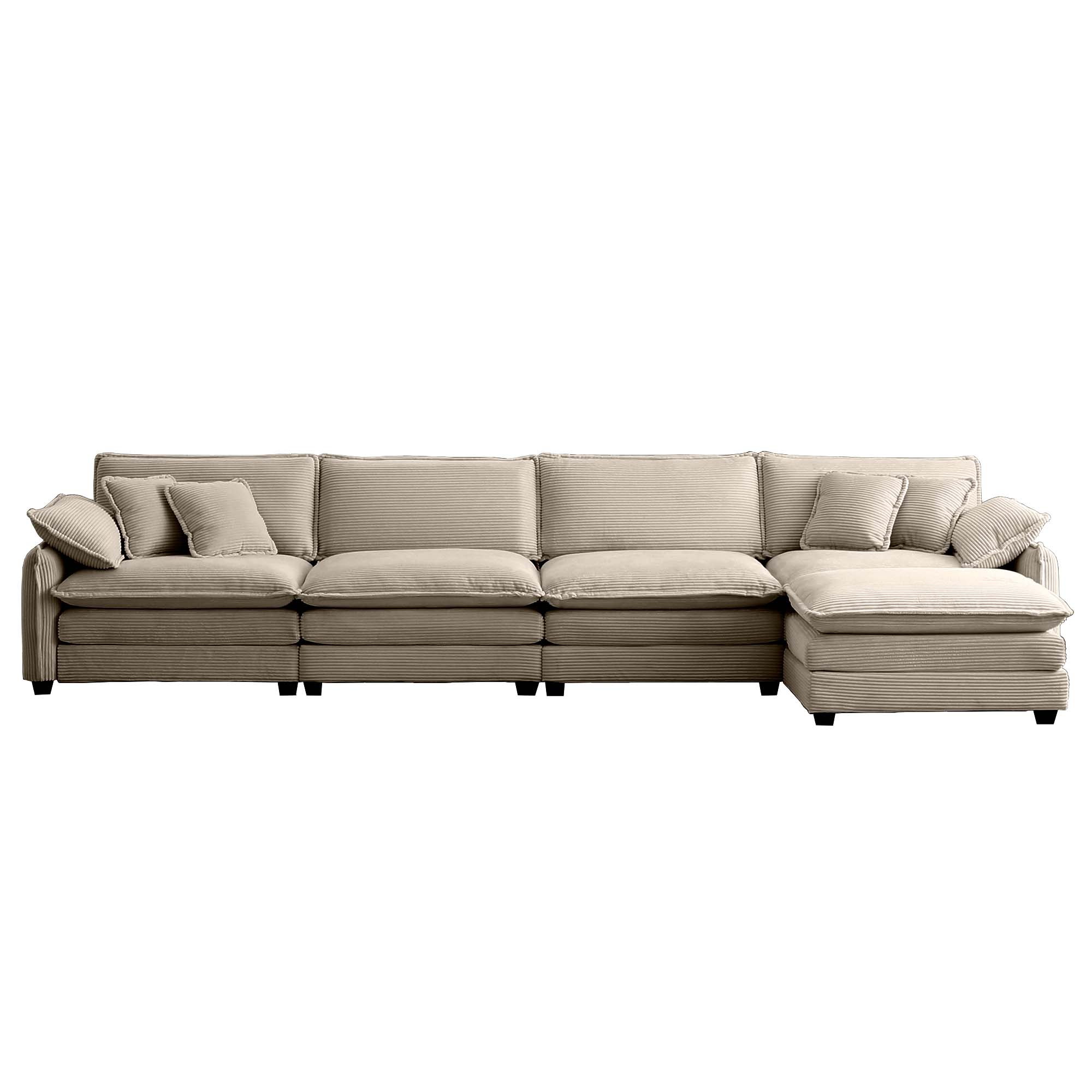 Corduroy Sofa Modern Upholstered 4 Seater with Footstool