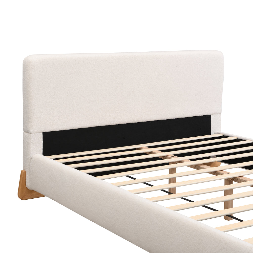 Elegant Boucle Upholstered Bed in Queen Size