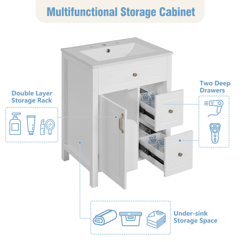 24-Inch Bathroom Vanity with Ceramic Sink