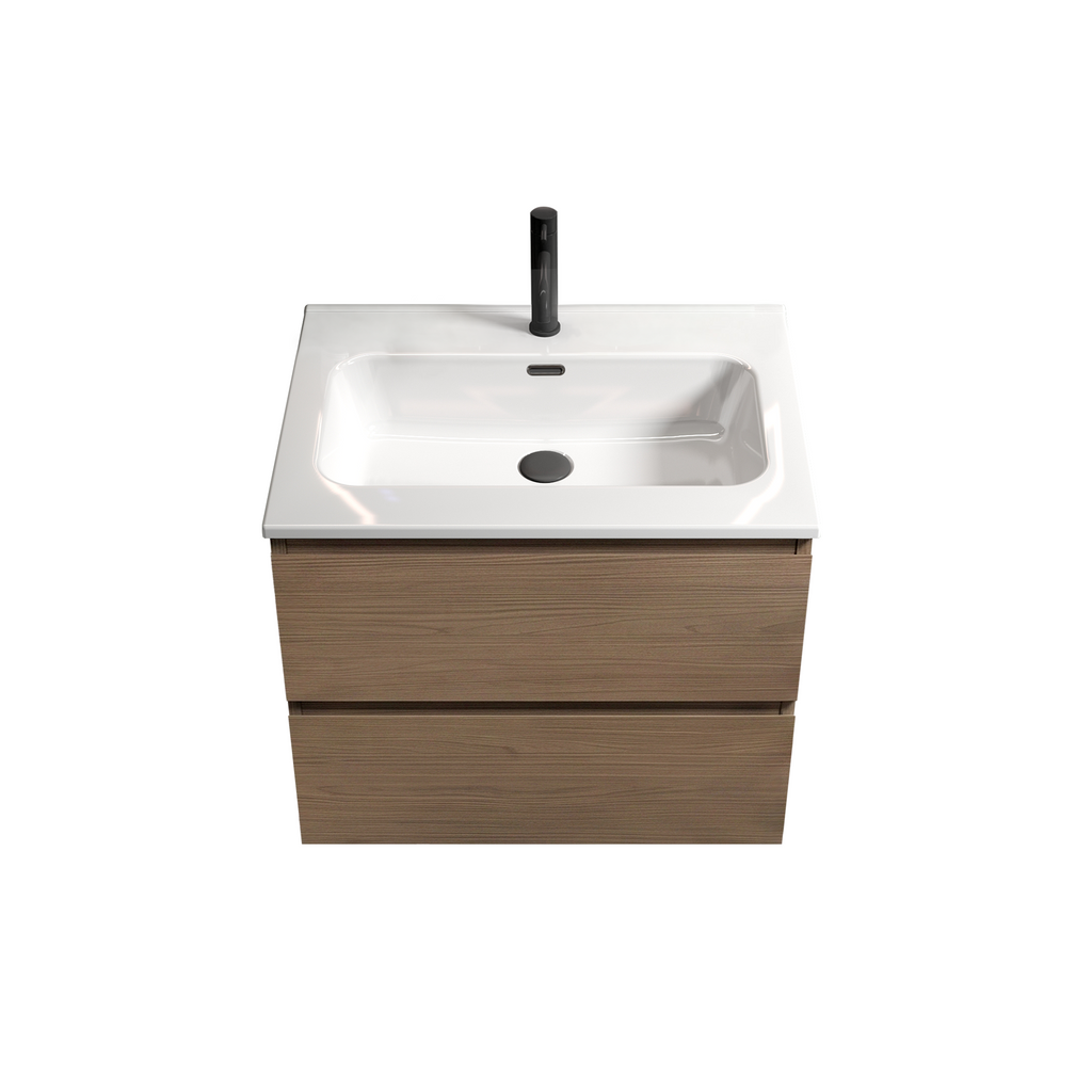 TIA 24-Inch Wall Mount Bathroom Vanity, Walnut Brown