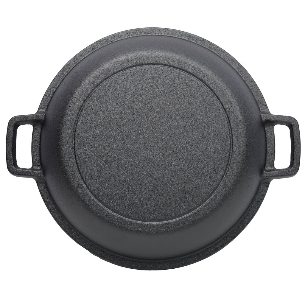2 In 1 Pre-Seasoned Cast Iron Dutch Oven With Dual Handles