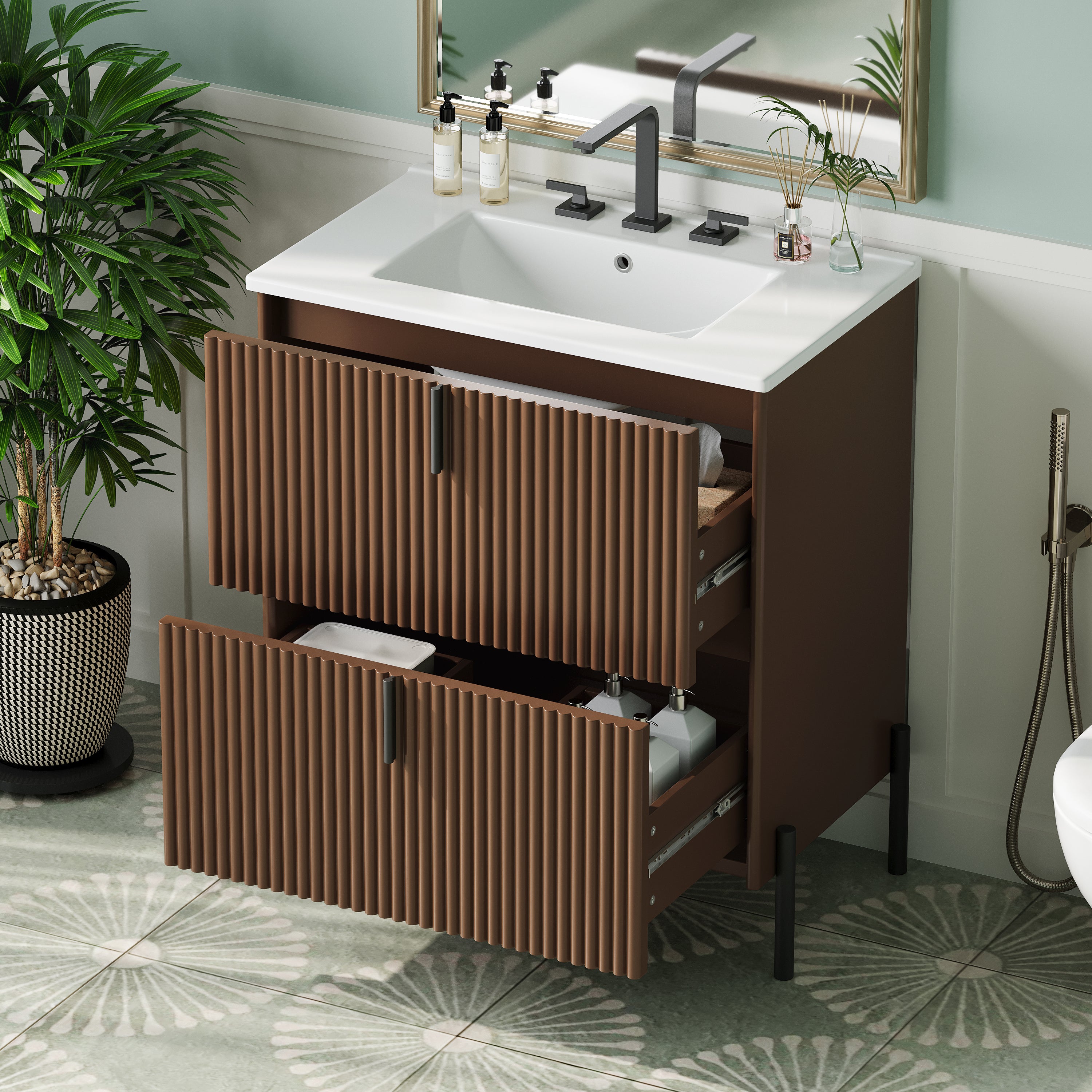 30" Bathroom Vanity with Ceramic Sink