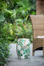 13x13x18" Ceramic Garden Stool - Jungle-Themed Accent Side Table