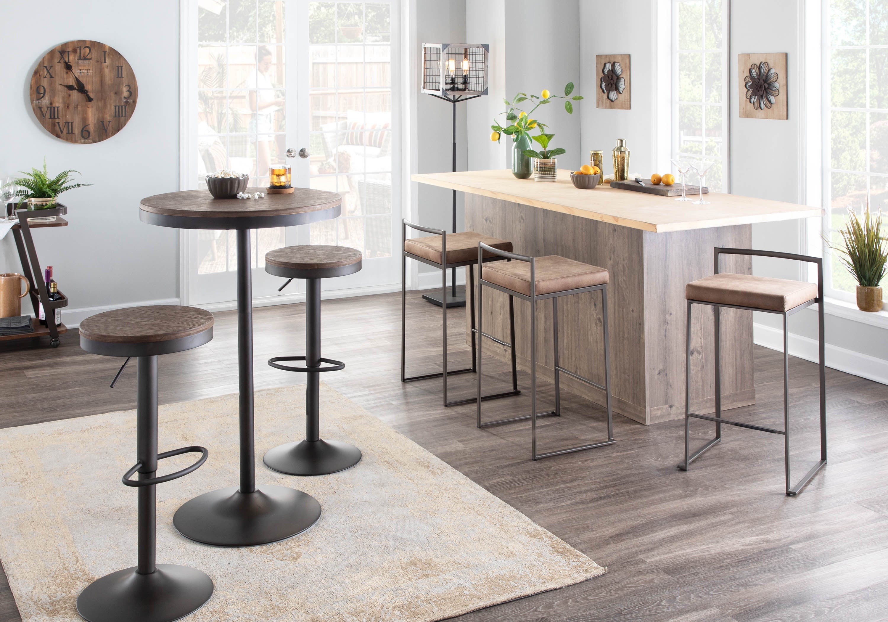 Adjustable Barstool in Antique and
