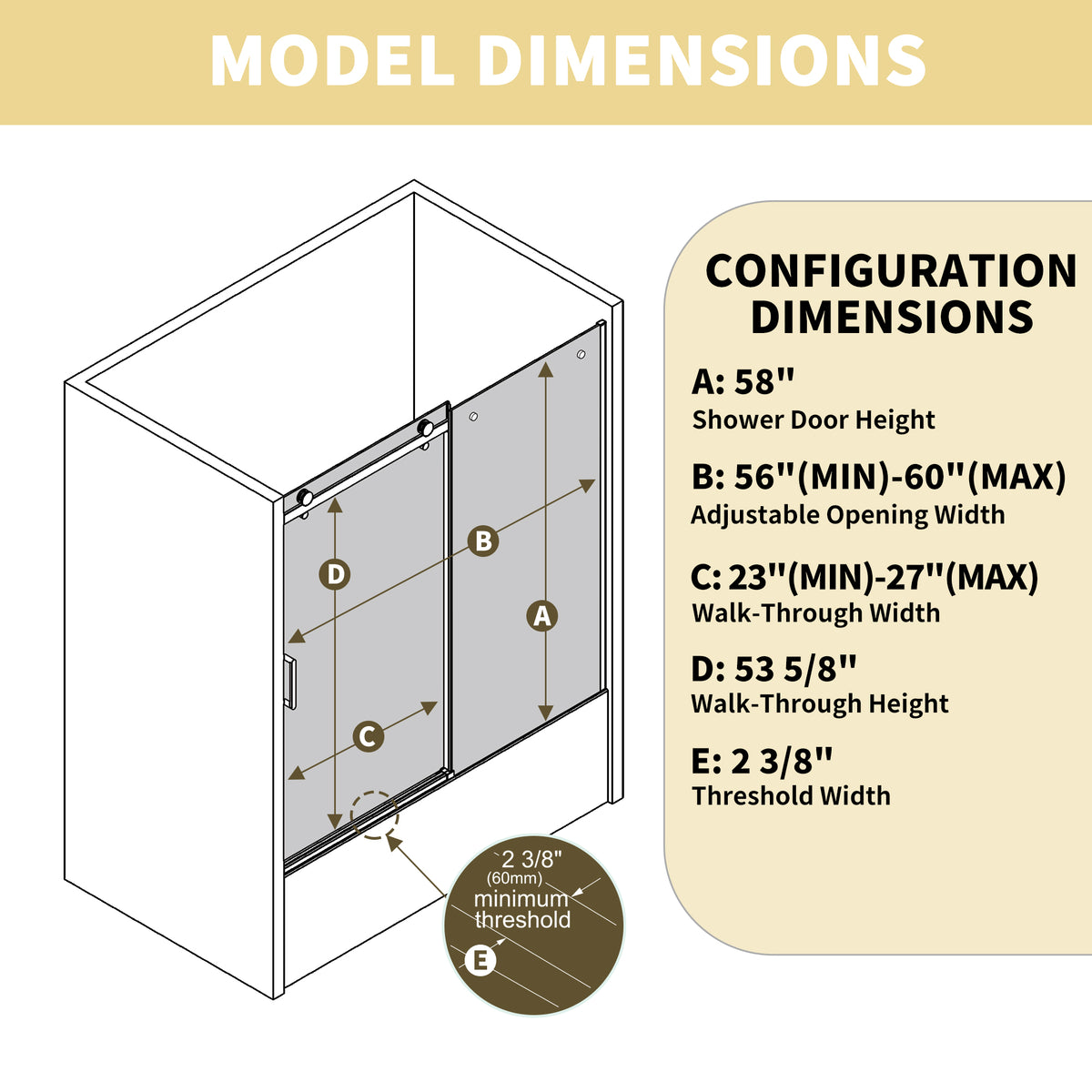 Mod Semi-Frameless Sliding Bathtub Door