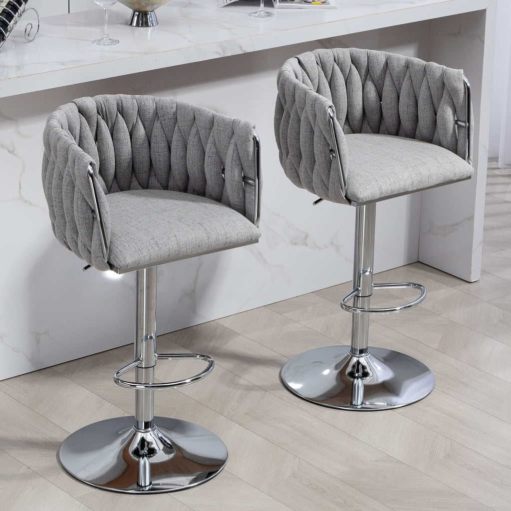 360° Fabric Cover Swivel Bar Stools Set of 2
