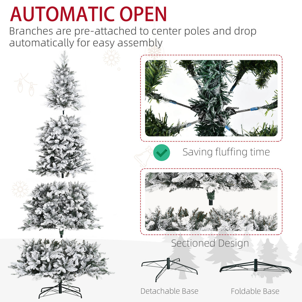 HOMCOM 9 Foot Pine Snow Flocked Artificial Christmas Tree