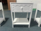 White Nightstand with Drawer and Open Shelf