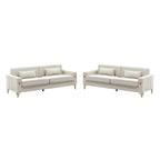 Ivory White 2-Piece Velvet Sofa Set