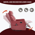 Red Faux Leather Heat Massage Manual Recliner Chair