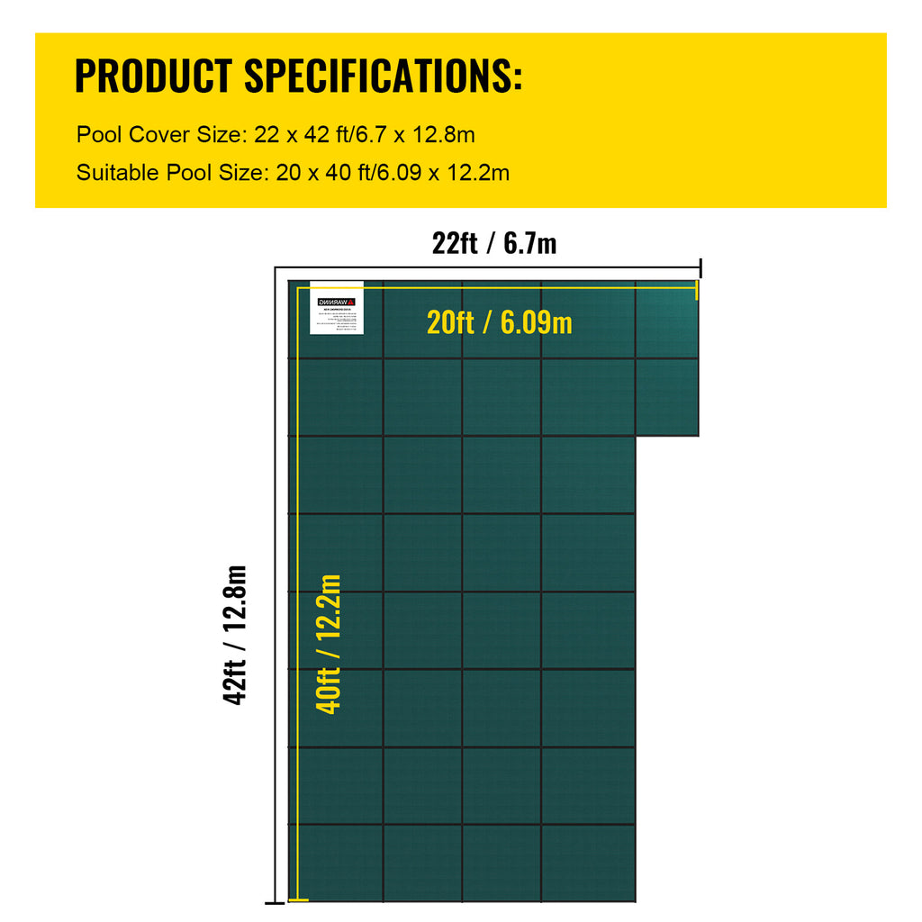 Inground Pool Safety Cover - 22 ft x 42 ft Rectangular